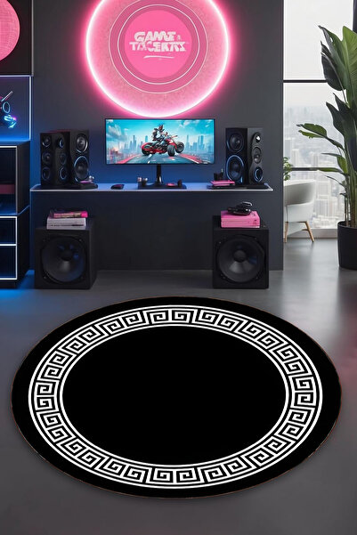 Reyhani Siyah Modern-A1 Desenli Kaymaz Taban Makinede Yıkanabilir Banyo Gamın...