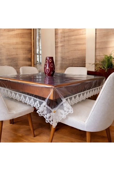 RENKLİ SANAT EVİ Bade Transparent Waterproof Tablecloth