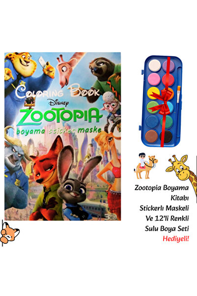 booddie Zootopıa Boyama Kitabı Stickerlı (arka Kapak Kesilerek Maskeli ) 12'l...