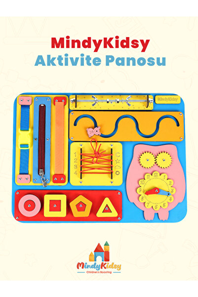 MindyKidsy Montessori Aktivite ve Öğrenme Panosu Eğitici 40x30 Geliştirici Ah...