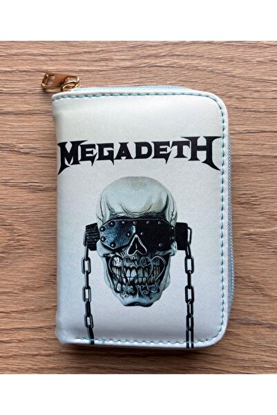 Metal Giyim Megadeth Printed White Wallet