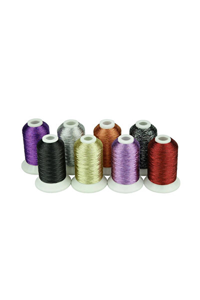 Simthread Embroidery Thread Set 8 Spools - 500 m, Halloween Metallic Colors