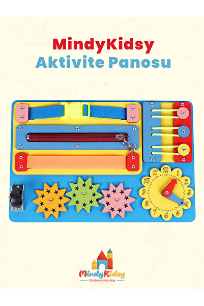 MindyKidsy Montessori Aktivite ve Öğrenme Panosu Eğitici 30x20 Geliştirici Ah...