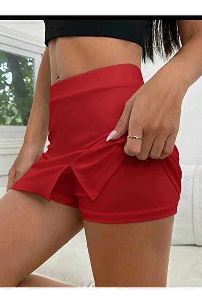 MRDN MODA Μίνι φούστα μονόχρωμη με εσωτερικό σορτς άνοιγμα