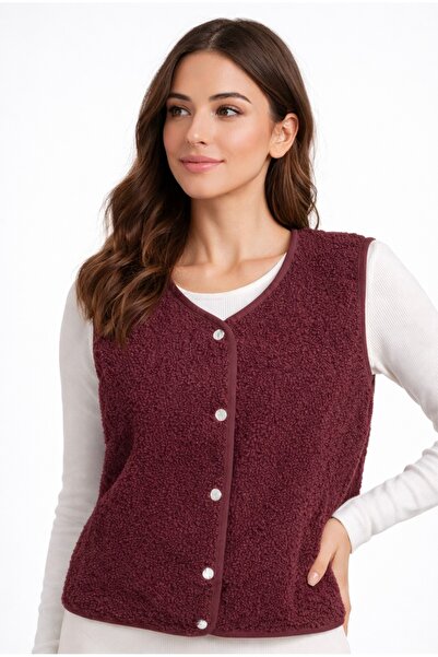 SHEBARA YUVARLAK YAKA CEPLİ KUZU YELEK