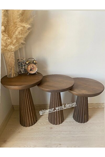 IHLAMUR WOOD DESİGN Fitilli ceviz mantar sehpa