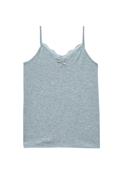 nedo7 Lace Tank Top with String Straps - Gray