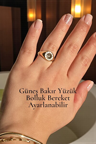 NBS Beautiful Naturel Stones Sun Copper Ring Adjustable Abundance Abundance R...