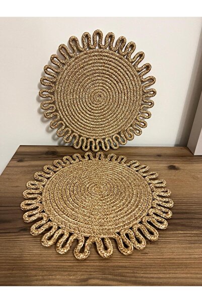 Namteks 2 Pieces Jute, Wicker, American Placemat, Tableware Set, Plate Mat, R...