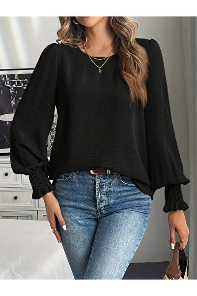 nedo7 Women's Long Sleeve Round Neck Aerobin Blouse