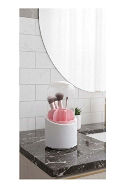 Roomlyne 360° rotating clear makeup holder for organizing brushes and cosmetics