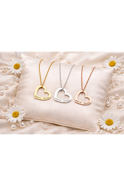 Soleildor 925 ayar Orijinal Gümüş Kişiye Özel Zincirden Sallanan Kalp İsimli ...