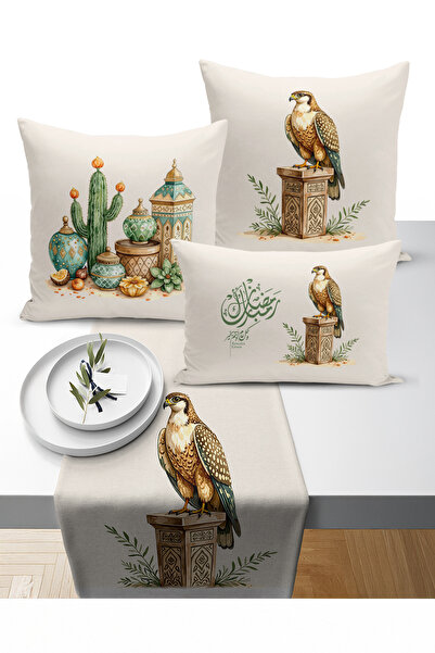 Bertille Home Ramazan Bohem Series 3-Piece Throw Pillow + 1 Runner Set Digita...