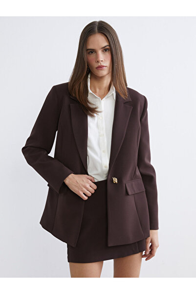 LC Waikiki Lcw Vision Brown Crepe Women's Blazer Jacket W5O312Z8