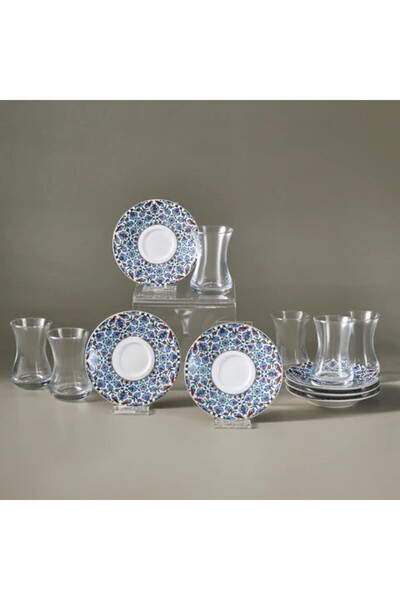 Karaca Emirgan 12-teiliges Türkisches Teeset aus Bone China für 6 Personen, 1...