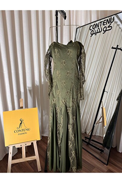 CONTENU Soft lace evening dress