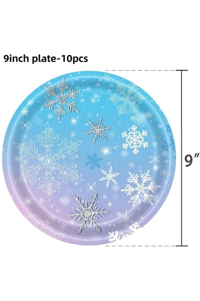 Choice 9inch plate-10pcs Christmas Snowflake Party Supplies Tableware Set Cup...