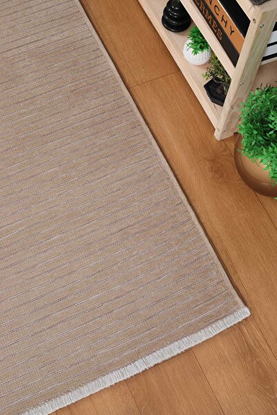 MELARİS HALI Yıkanabilir Pamuk Dokuma Kilim Doğal Kendinden Saçaklı Yolluk Ka...