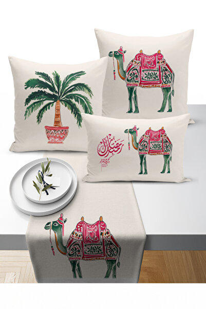 Bertille Home Ramazan Bohem Series 3-Piece Throw Pillow + 1 Runner Set Digita...