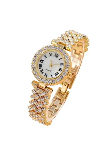 OEM 5-piece set, Women's watch with stones, pendant necklace, bracelet, earri...