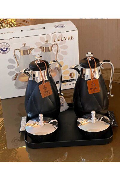 Generic A tea and coffee thermos set from the Louvre brand, featuring a moder...