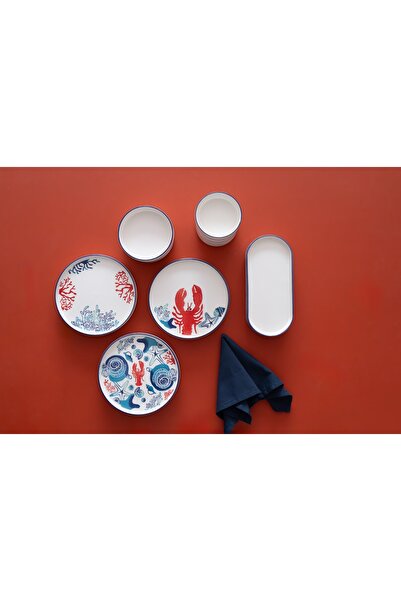 Kevin Seramik Hand Made Kevin Seramik 14 Parça 6 Kişilik Seramik Marin Kahval...