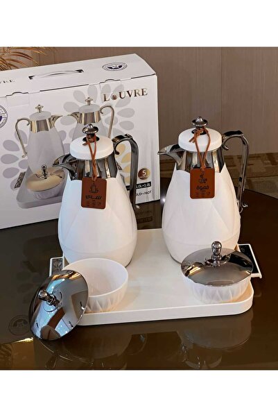 Generic A tea and coffee thermos set from the Louvre brand, featuring a moder...