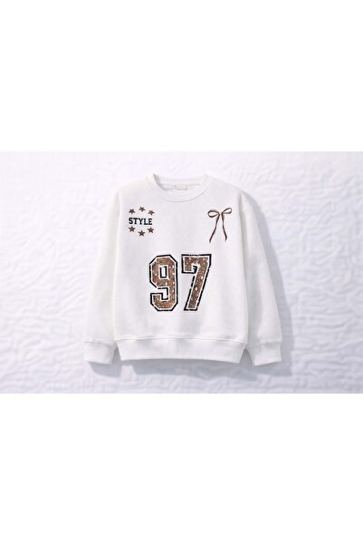 Lolliboomkids Girl's Cream Color 3 Thread Sweatshirt - Cream - 11 Years Old