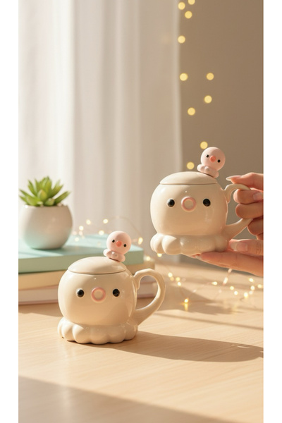 Bam Ahtapot kaşık tema tasarım kupa