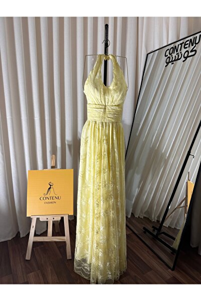 CONTENU Soft lace evening dress