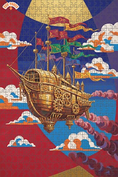 Teona Ahşap لغز خشبي مؤطر بطبقتين لفن السفن البخارية الذهبية 500 قطعة 50x30