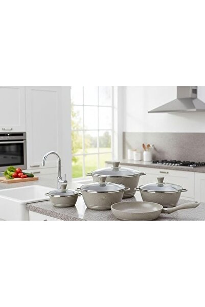 Extra طقم أواني طهي فاخر من الجرانيت، 10 قطع، أسود، غير لاصق مع أغطية زجاجية ...