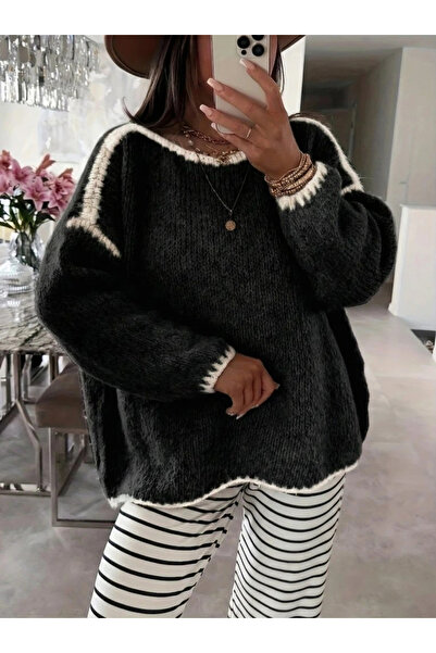 nedo7    Women's Long Sleeve Boat Neck Knitwear Blouse