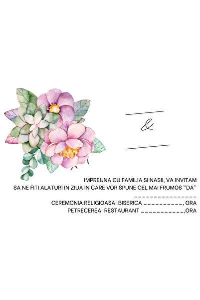 OEM Invitatie nunta 10x15 cm cu plic, Model 38