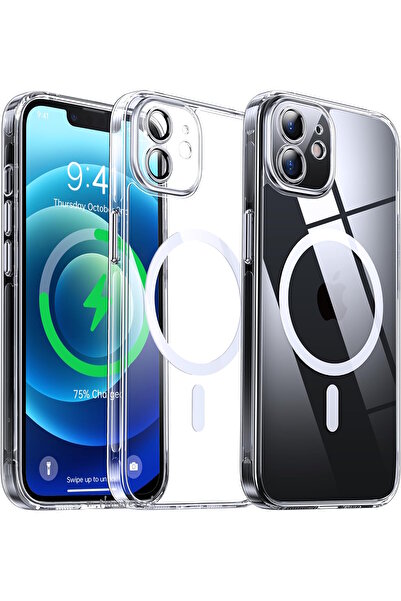 m.tk moveteck iPhone 12 Kılıf Kamera Korumalı Magsafe Şarj Özellikli Şeffaf P...