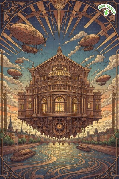 Teona Ahşap لغز خشبي مؤطر بتفاصيل القلعة الطائرة 800 قطعة 70×50