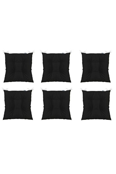 TEZKOTEKSTİL 6-Piece Combination Fluffy Square Chair Cushion 40 X 40 Cm Black