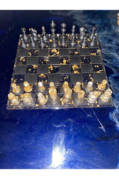 MicroFiber Hediyelik veya dekorasyona da uygun epoksi el yapımı satranç takımı