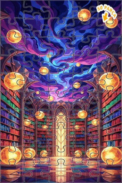 Teona Ahşap لغز فني بمظهر لوحة زيتية للمكتبة السحرية 50 قطعة 15×25