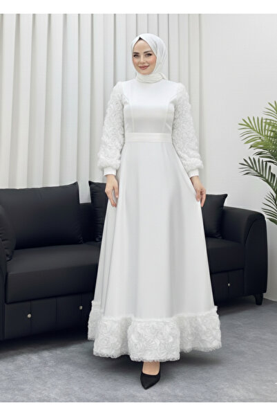 PERADO Sleeve and Skirt Rose Detailed Dress Evening Dress