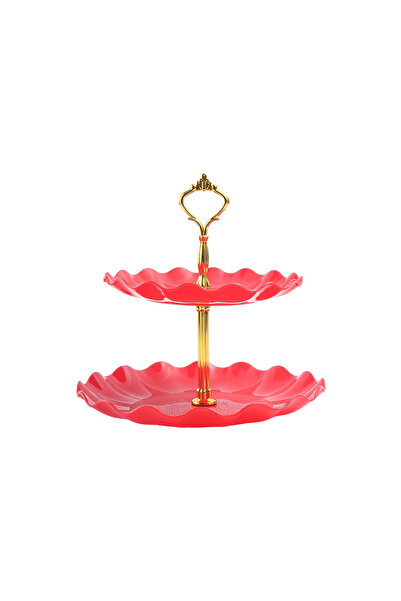 Choice كعكة حمراء مزدوجة الطبقات، حامل حلوى، طبق فواكه دائري، طبق عرض، طاولة ...