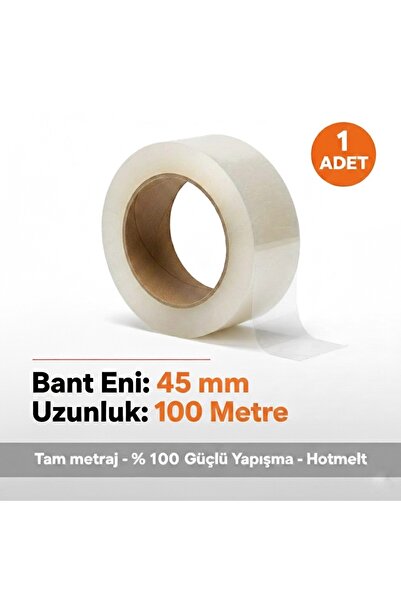 DCA SUPPLY STORE Ultra Güçlü Hotmelt Şeffaf Koli Bandı - 45mm×100m (1 Adet)