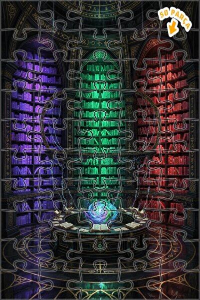 Teona Ahşap لغز خشبي فني غامض للمكتبة السحرية 50 قطعة 15x25