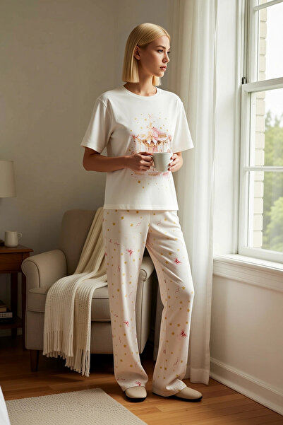 BENERLY Women's Crew Neck Short Sleeve Regular Fit Pajama Set Functional Modern