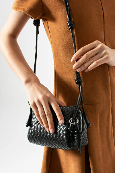 MioArt Knitted Patterned Adjustable Strap Charm Detailed Vintage Women's Shou...