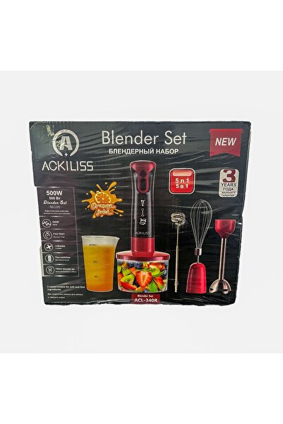 ACKILISS Set Blender 5 în 1 ACL-340R – multifunctional, tocator, mixer, spuma...