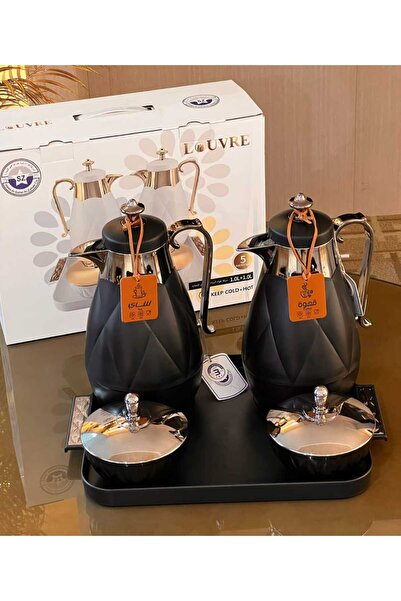 Generic A tea and coffee thermos set from the Louvre brand, featuring a moder...