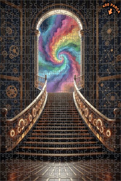 Teona Ahşap لغز خشبي حلزوني على شكل سلم اللانهاية بألوان قوس قزح مع إطار مزدو...