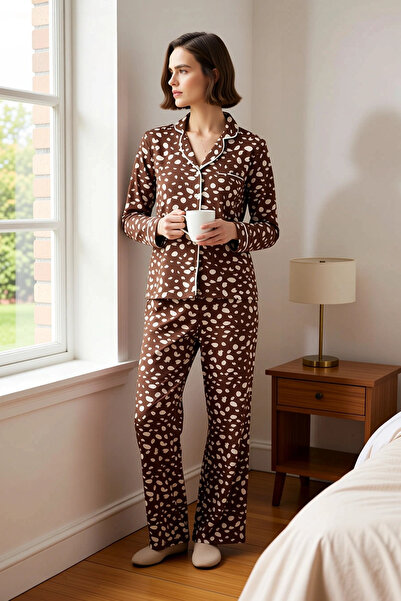 BENERLY Γυναικείο πουκάμισο με γιακά, μακρυμάνικο, εφαρμοστό, με λεοπάρ σχέδι...