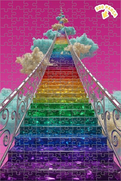 Teona Ahşap لغز خشبي بإطار مزدوج الطبقات من آرت دريم سلم قوس قزح 200 قطعة 25x35